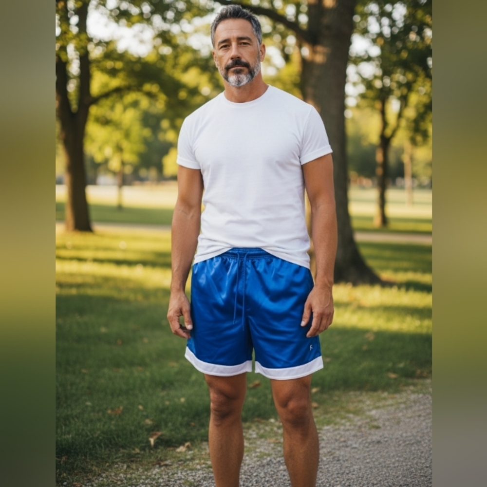 Danskin Now Blue and White Athletic Shorts Size XL